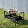 Set of 3, Folding Outdoor Table and Chairs Set for Indoor, Outdoor Camping, Picnics, Beach,Backyard, BBQ, Party, Patio, Black/Green