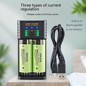 18650 Charger 4 Slot USB Lithium Ion 37V Battery Aani-mh 12V Battery High Current 2A Charging Case (Option: Double slot-26650style)